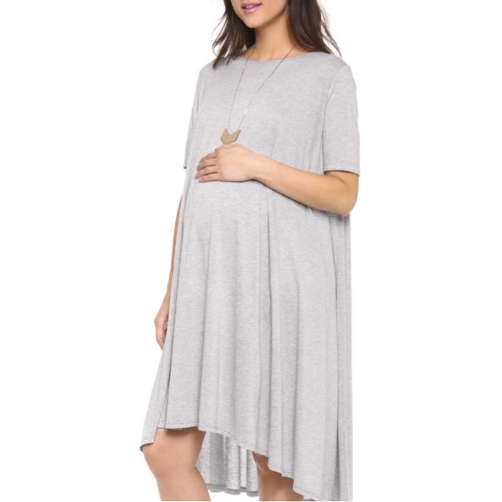 Hatch The Cotton T-Shirt Dress Jersey Knit Maternity Gray Short Sleeve One Size